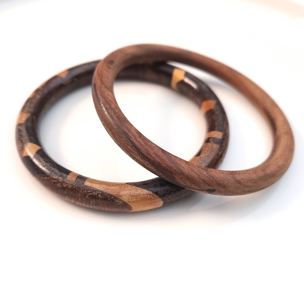 Vintage Wooden Bangle Bracelet Set